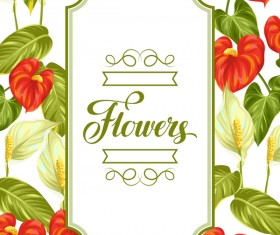 Festvial flower greeting card vector template 04