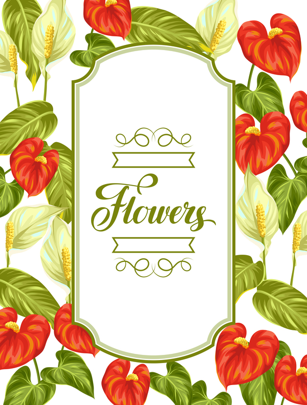 Festvial flower greeting card vector template 04