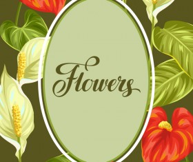 Festvial flower greeting card vector template 05