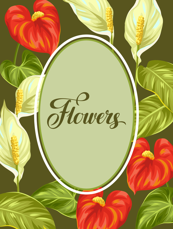 Festvial flower greeting card vector template 05