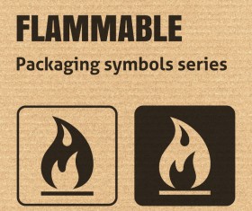 Flammable packaging icons series vector