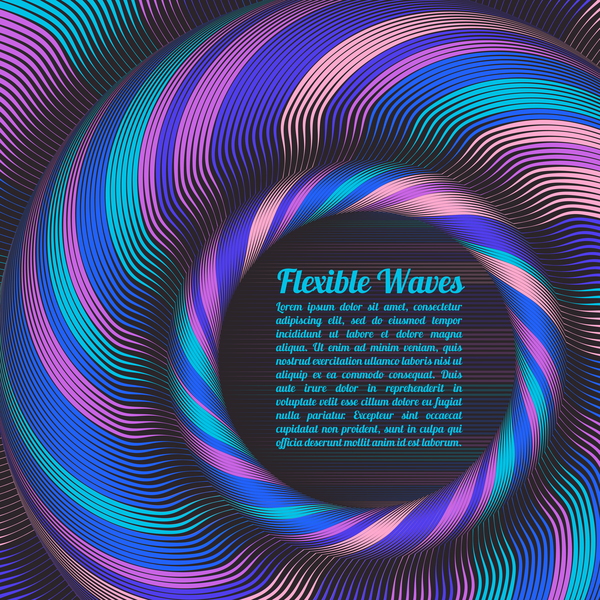 Flexible waves cricles abstract background vector 01