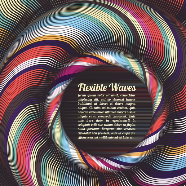 Flexible waves cricles abstract background vector 03