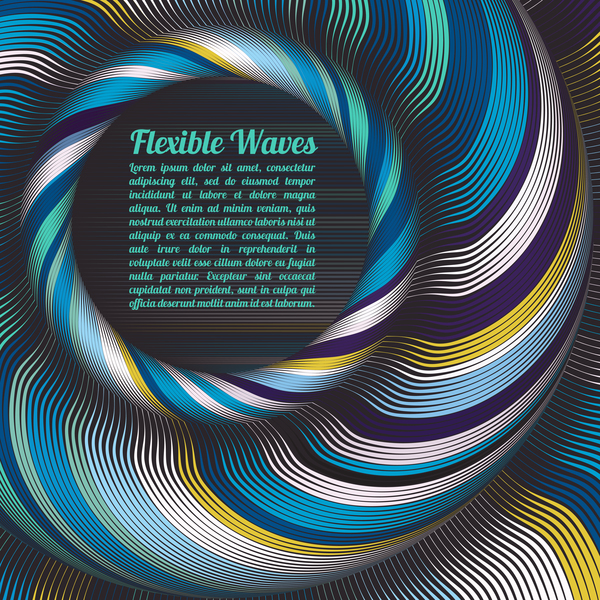 Flexible waves cricles abstract background vector 09