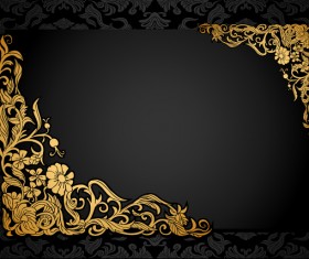 Florish antique vintage frame black horizontal vector