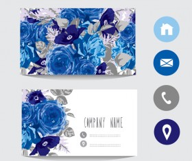 Flower business card template with society icons vector 02