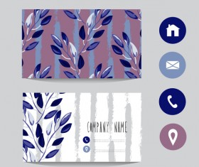 Flower business card template with society icons vector 07