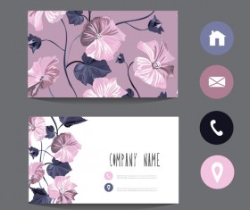 Flower business card template with society icons vector 08