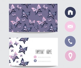 Flower business card template with society icons vector 09