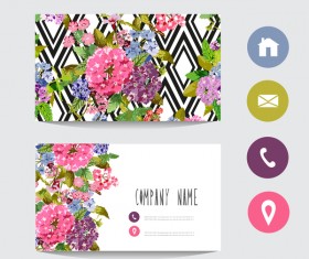 Flower business card template with society icons vector 10