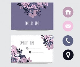 Flower business card template with society icons vector 13