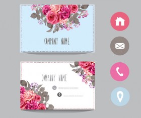 Flower business card template with society icons vector 14