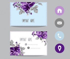 Flower business card template with society icons vector 15