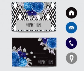 Flower business card template with society icons vector 16