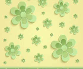 Flowers Spring paper 3D yellow green vector