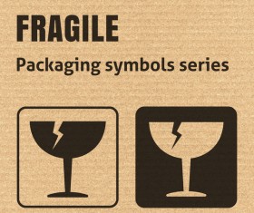 Fragile packaging icons series vector