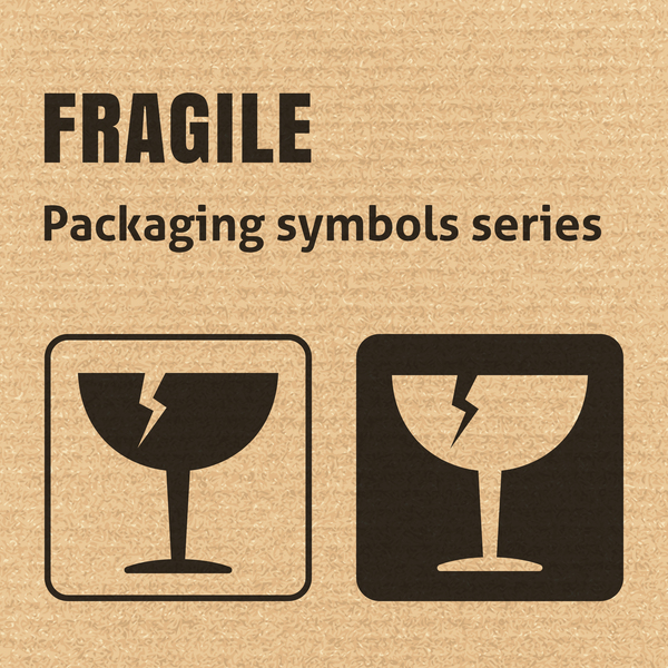 Fragile packaging icons series vector