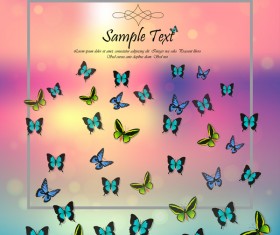 Frame background with butterflies vectors material