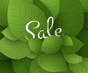 Fresh green leaves with sale background vector