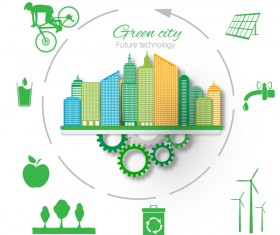 Future technology with green city vector