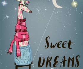 Giraffe cartoon character vector illustration