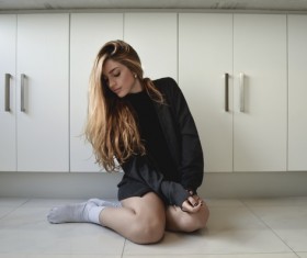 Girl and kitchen Stock Photo 02