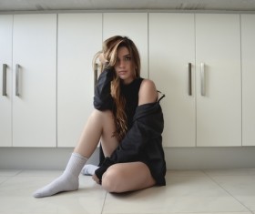 Girl and kitchen Stock Photo 03