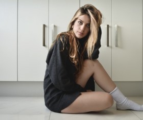 Girl and kitchen Stock Photo 04