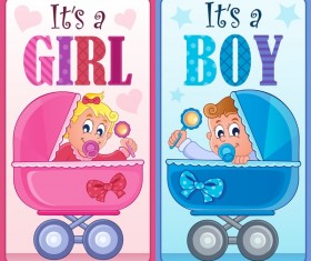 Girl with boy baby card vector
