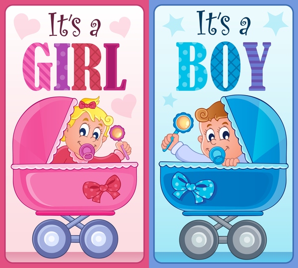 Girl with boy baby card vector