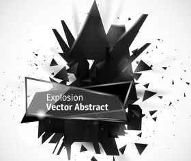 Glass banner with black explosion effect background vector 01