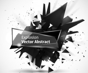 Glass banner with black explosion effect background vector 02