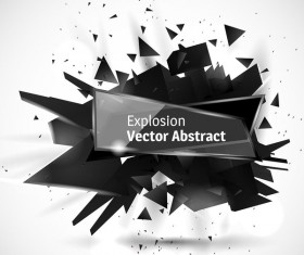 Glass banner with black explosion effect background vector 03