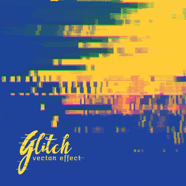 Glitch effect distorted image vector background 03