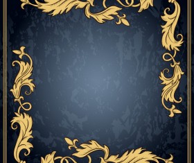 Gold ornament frame with grunge background vector