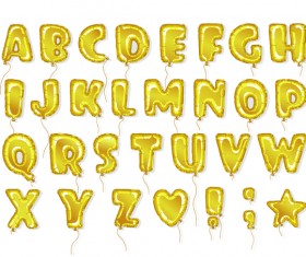 Golden balloon alphabet font vector