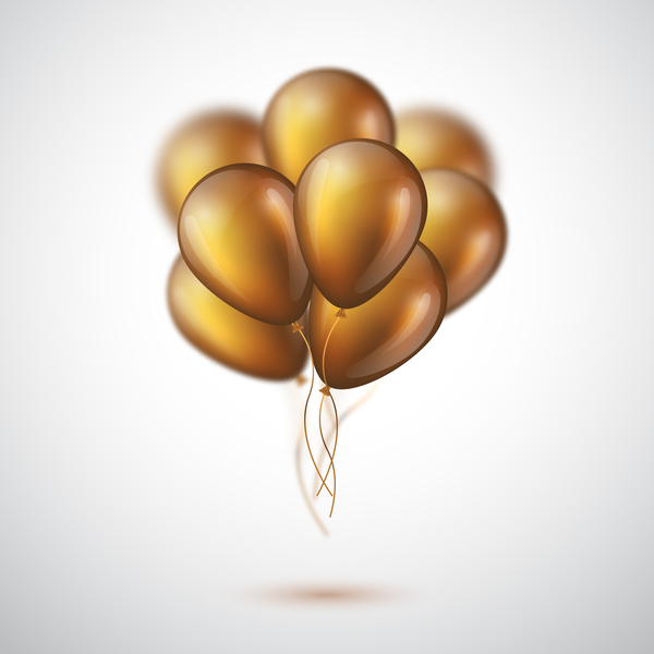 Golden balloon with white blurs background vector