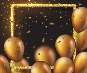 Golden frame with balloon luxury background vector