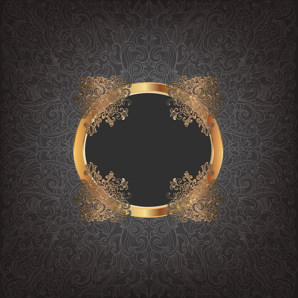 Golden frame with luxury dark background vector 05