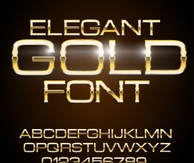 Golden shining alphabet with number vector