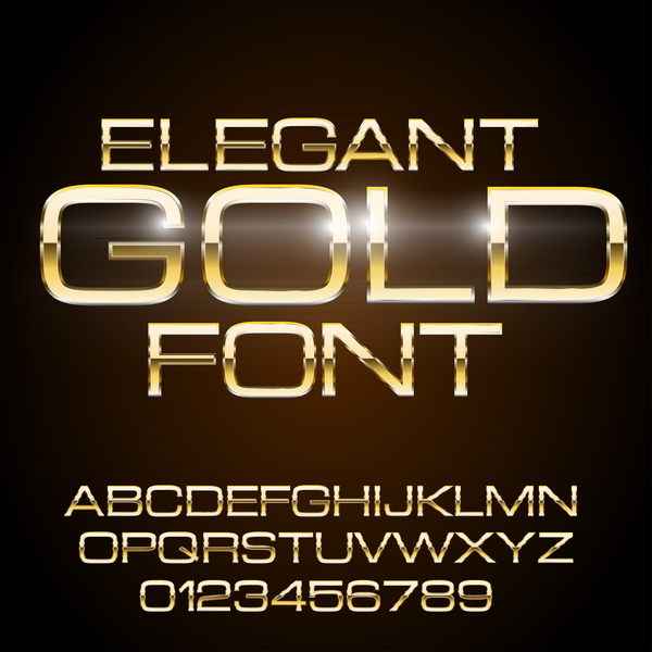 Golden shining alphabet with number vector