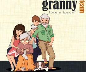 Granparents and kids vector