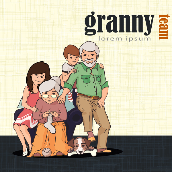 Granparents and kids vector