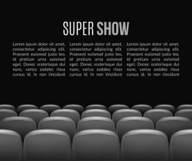 Gray seats with movie theater background vector 01