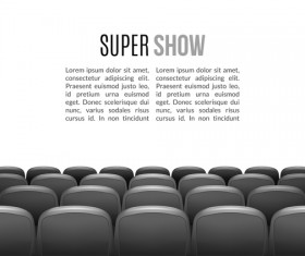 Gray seats with movie theater background vector 02