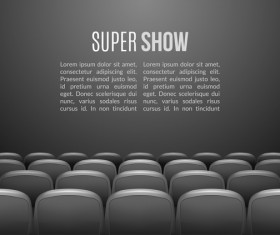 Gray seats with movie theater background vector 03