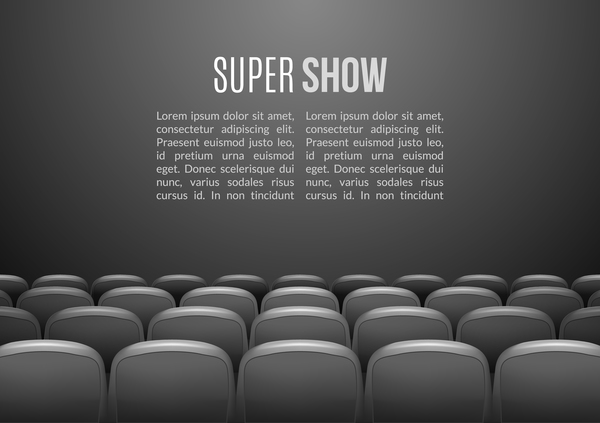 Gray seats with movie theater background vector 03
