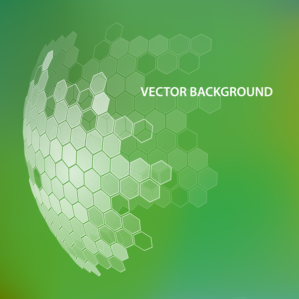 Green background with hexagonal spherical vector