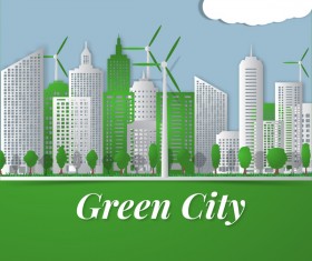 Green city template vectors material 01