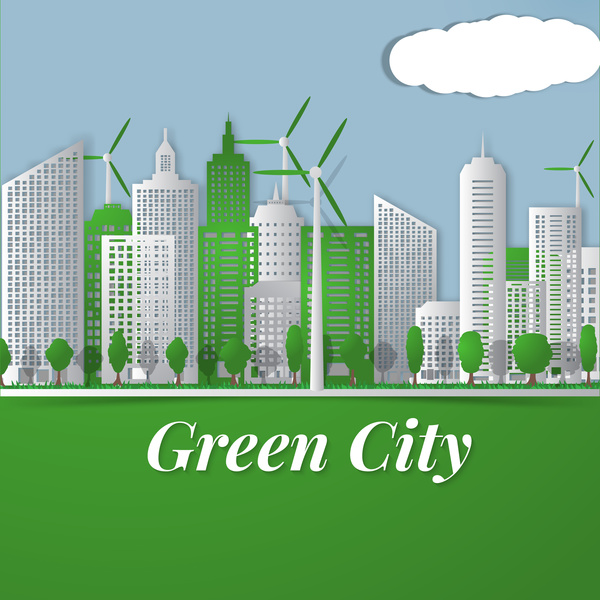 Green city template vectors material 01
